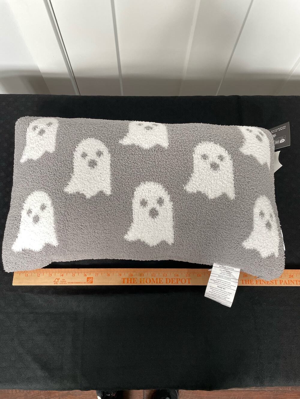 Storehouse Ghost Pillow Gray White Plush Rectangular Removable Cover New w/ Tags